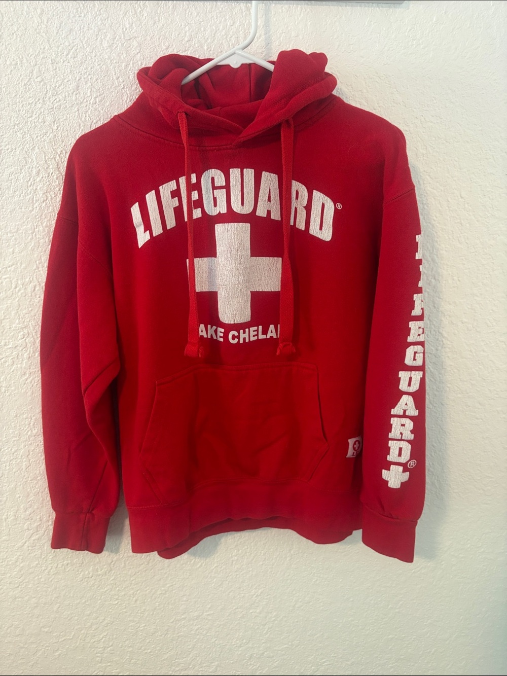 Lifeguard Red Hooded Sweatshirt with Chest Cross